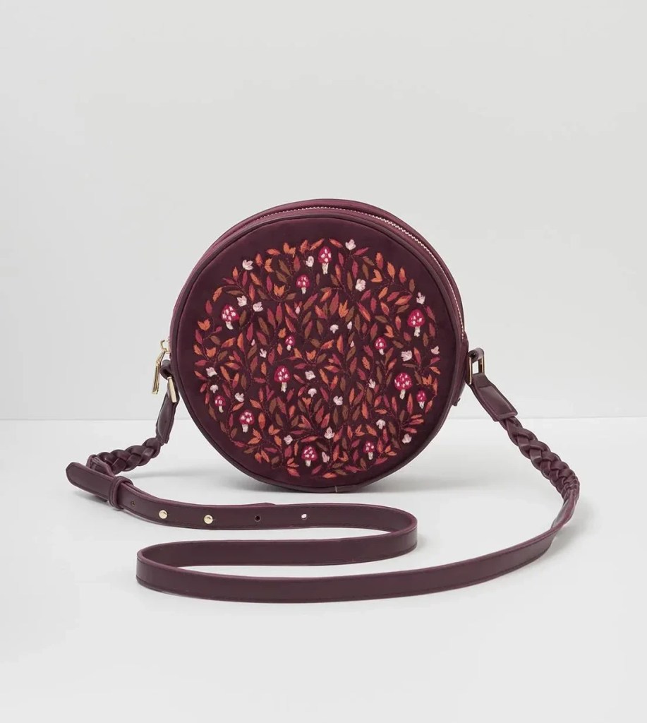 Sac à main rond velours magical mushroom Fable England
