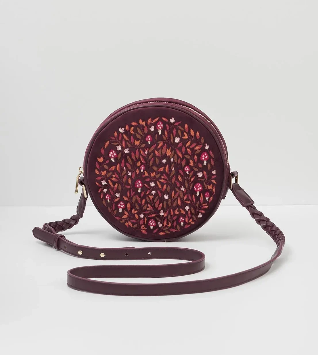 Sac à main rond velours "magical mushroom"