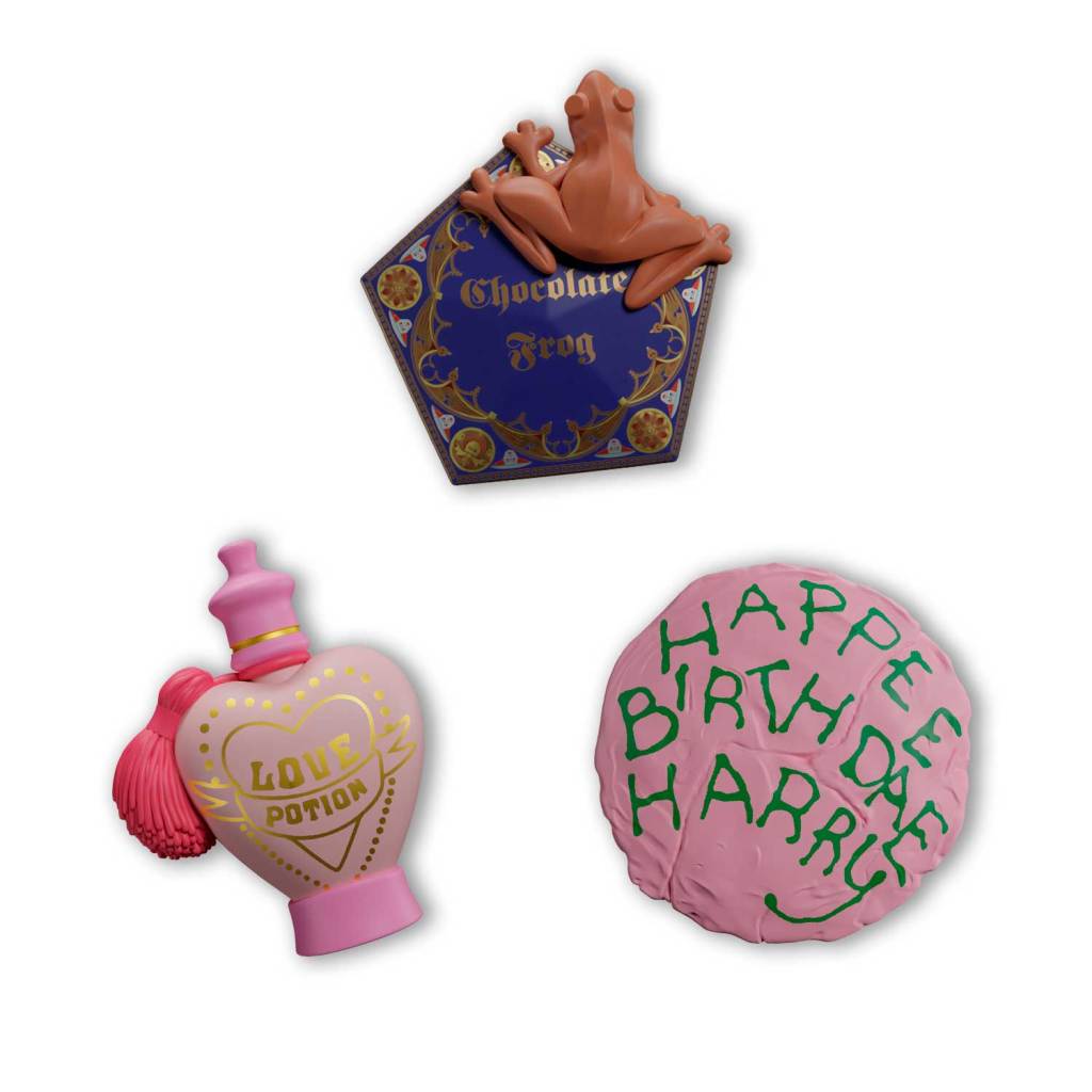Lot magnets Harry Potter chocogrenouille, love potion & gâteau