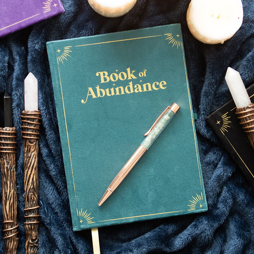 Carnet "book of abundance" et stylo pierre aventurine